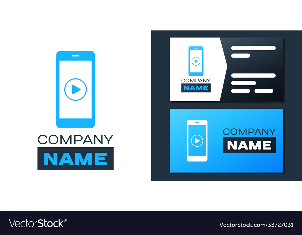Logotype smartphone with play button on screen