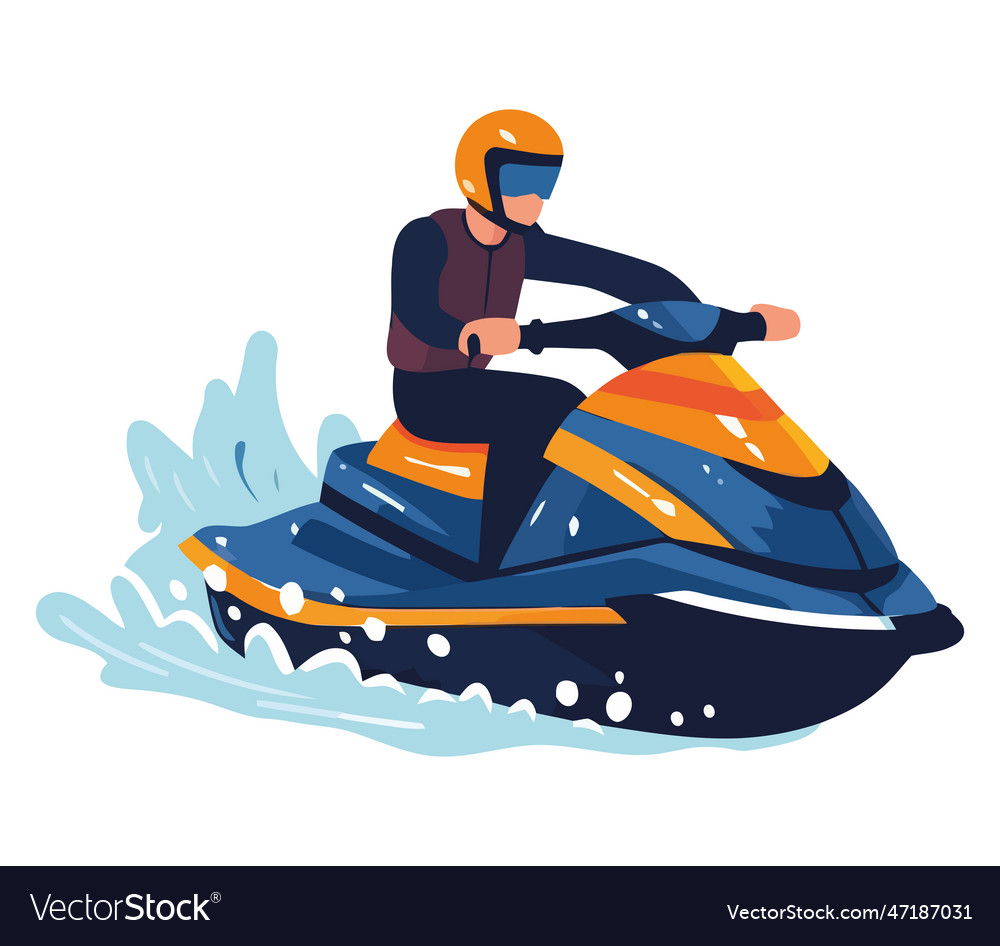 Man driving a jet ski Royalty Free Vector Image