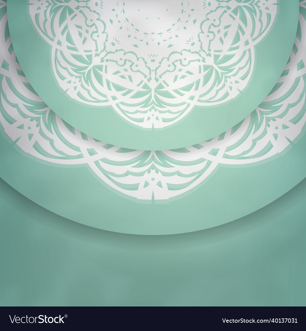 Mint color brochure with abstract white pattern vector image Mint color brochure with abstract white pattern