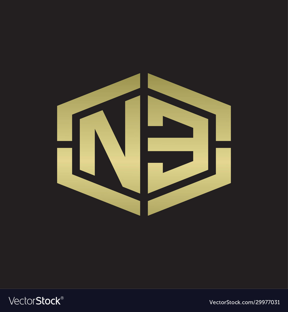 Ne logo monogram with hexagon shape and piece