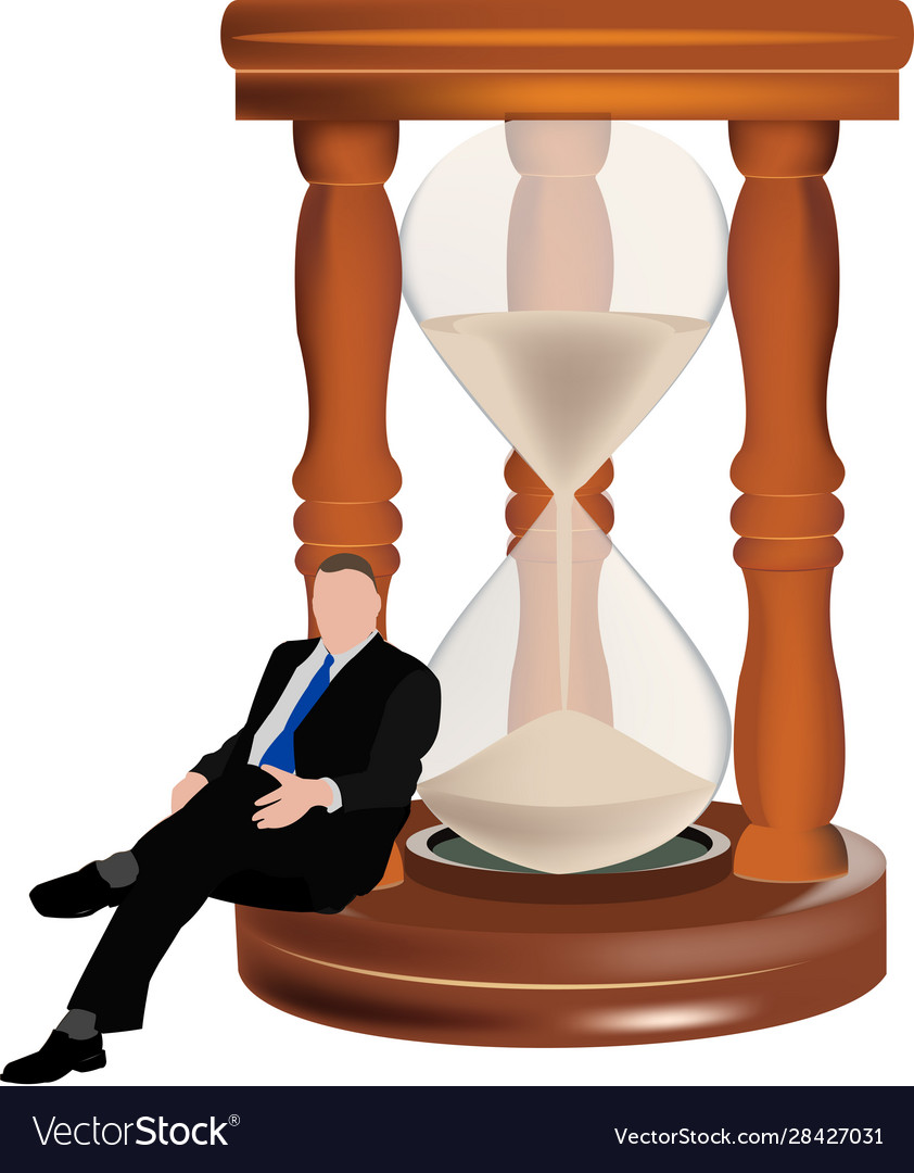 Sand hourglass with waiting person sitting next