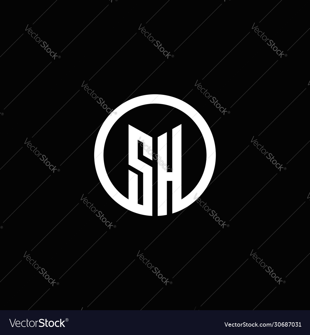 Sh monogram logo isolated with a rotating circle Vector Image