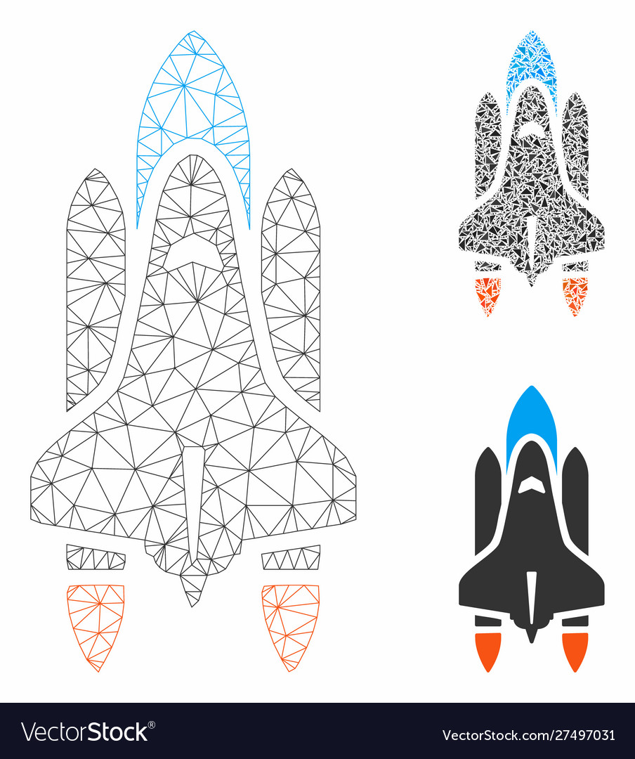 Space shuttle mesh wire frame model Royalty Free Vector