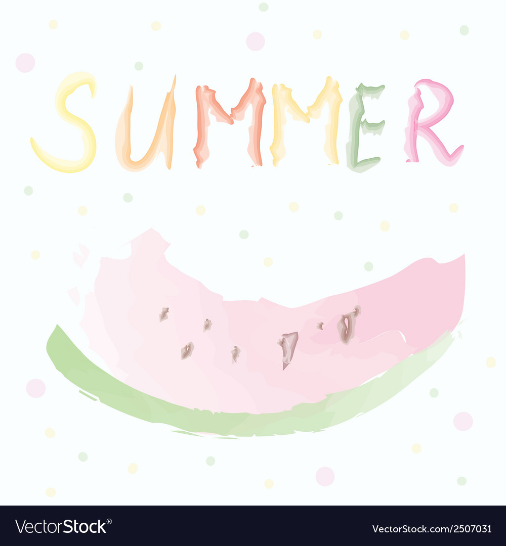 Summer card with watermelon - watercolor design Vector Image