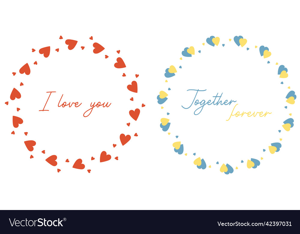 Two round frames with phrase about love - i