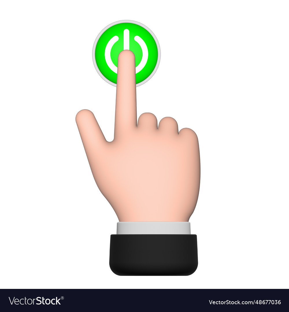 A man pressing power button hand cursor