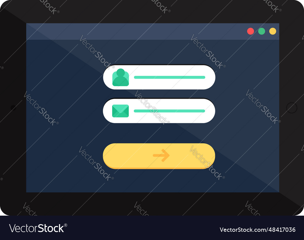 Authorization page entering login and password vector image Authorization page entering login and password
