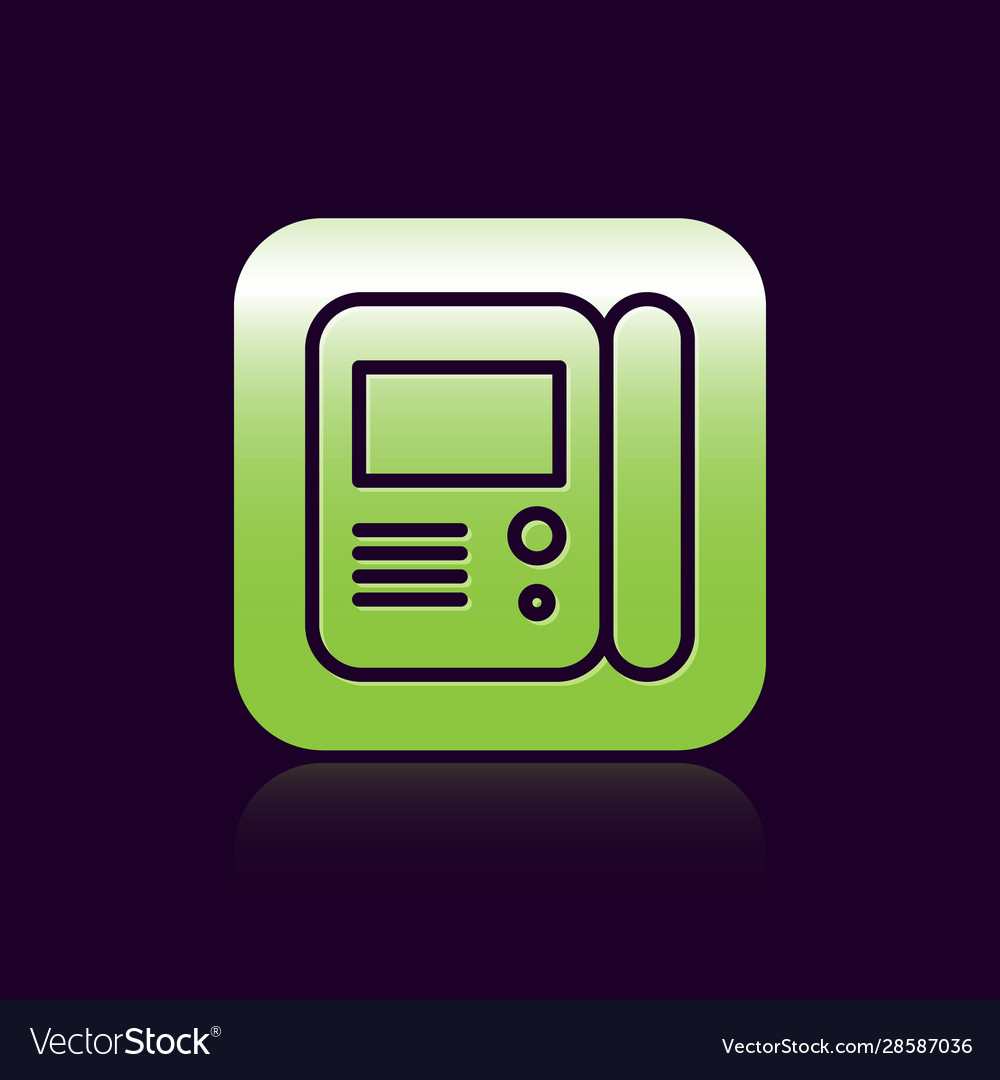 Black line house intercom system icon isolated vector image Black line house intercom system icon isolated