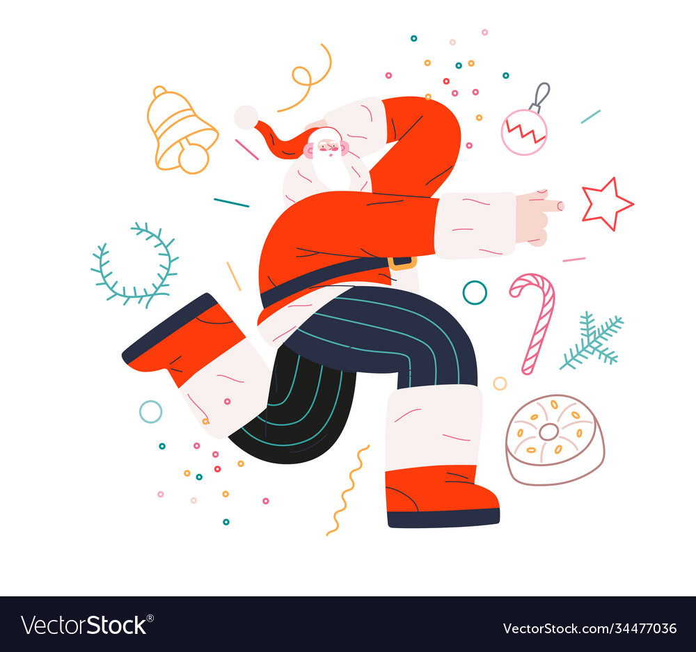 Dancing santa - christmas and new year party vector image Dancing santa - christmas and new year party