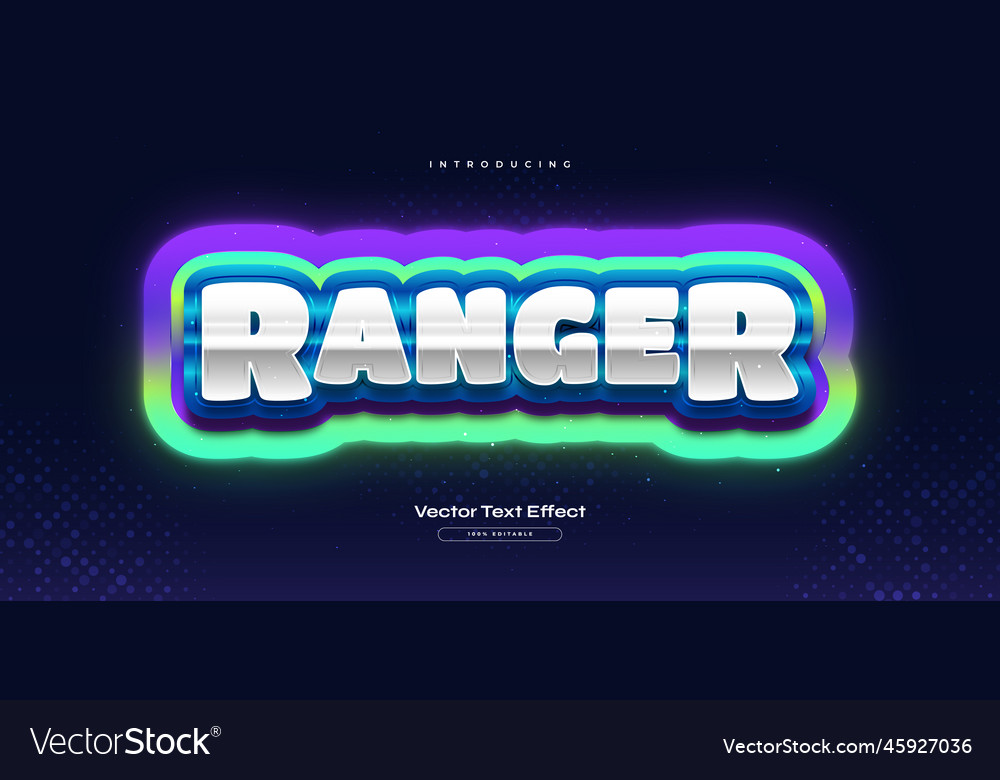 Editable game text style with colorful neon effect vector image Editable game text style with colorful neon effect