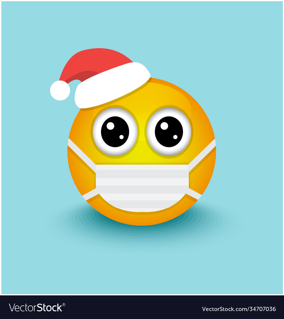 Emoticon In Santa Claus Hat And Mask Afraid Vector Image 9891