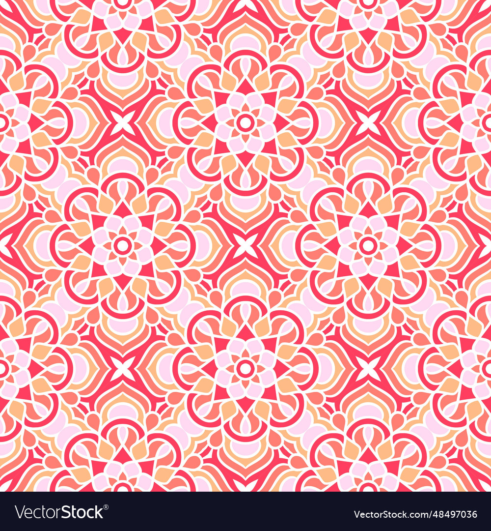 Ethnic floral seamless pattern with mandalas Vector Image