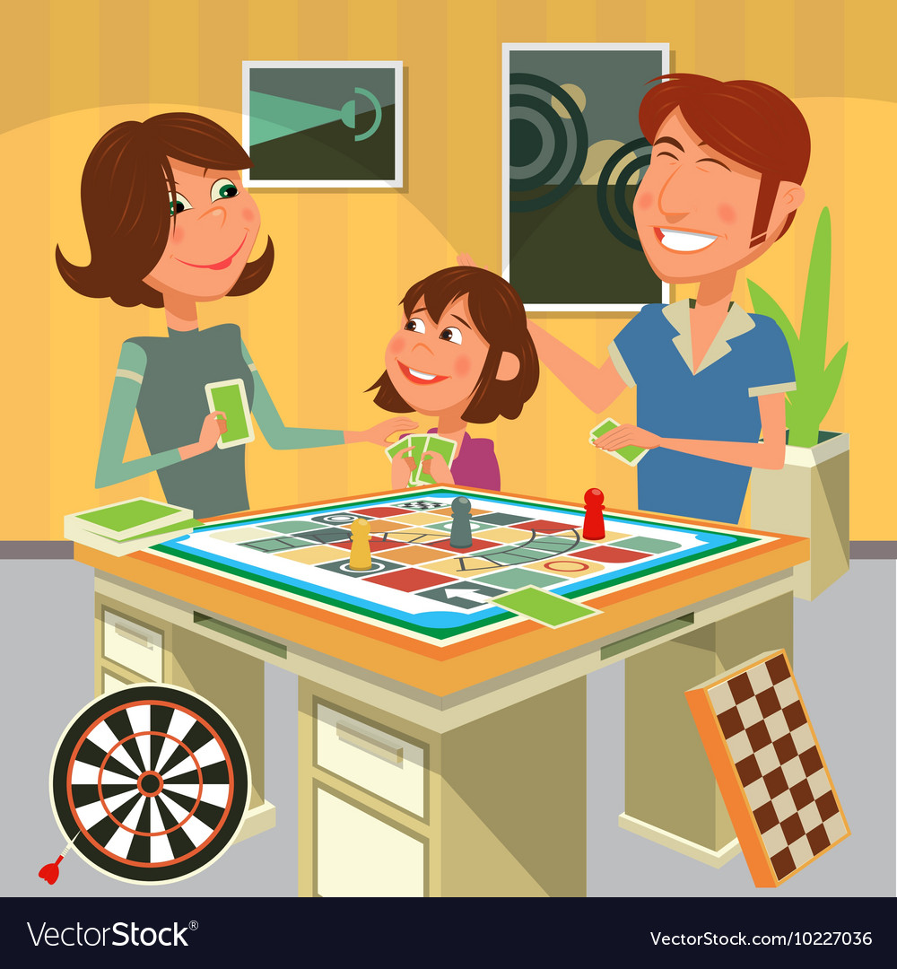 Family Playing A Board Game Royalty Free Vector Image