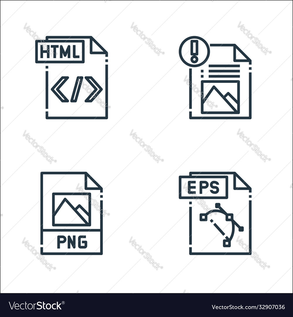 File type line icons linear set quality