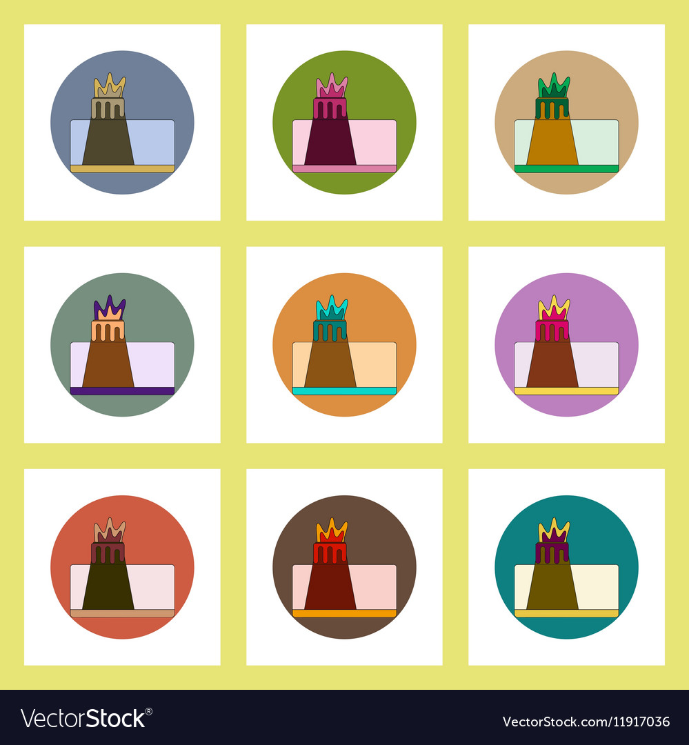 Flat icons set of volcano explosion structure