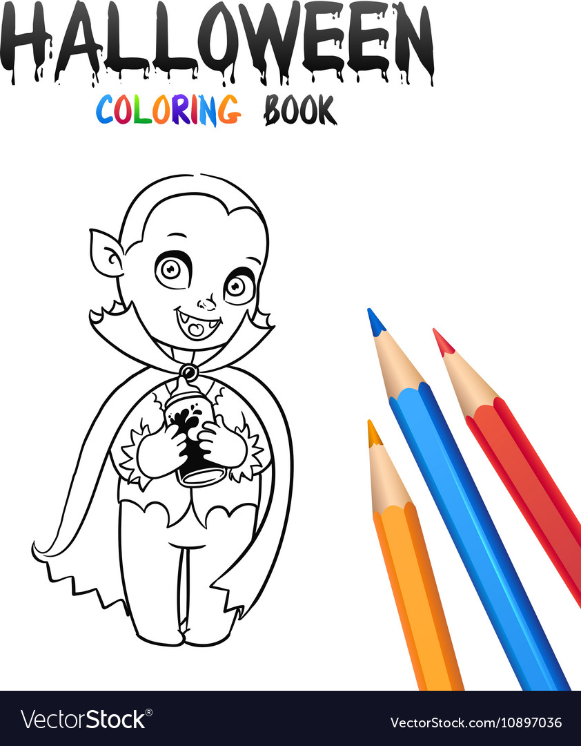 Halloween coloring book cute baby cartoon