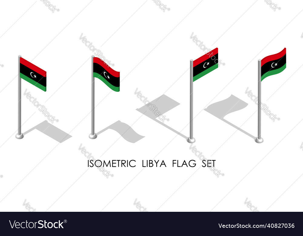 Isometric flag of libya in static position