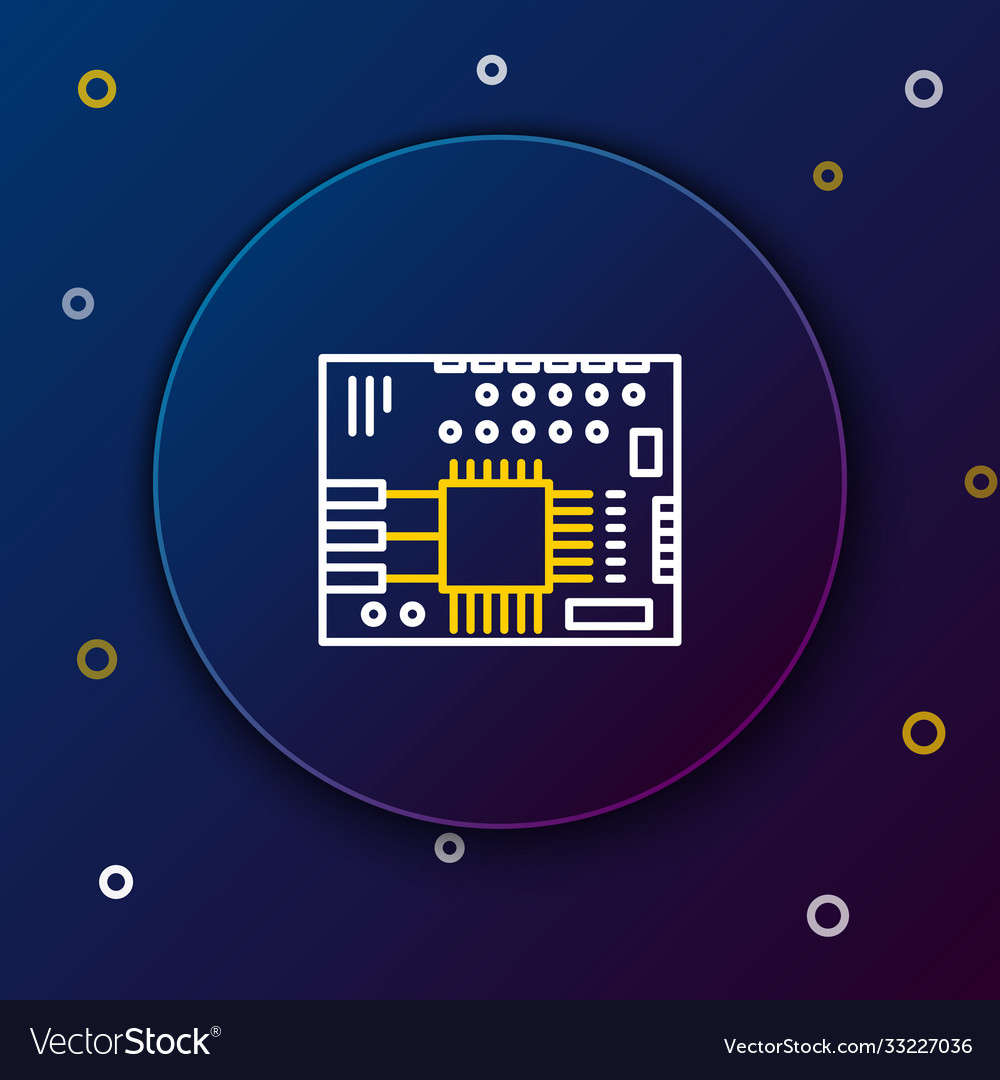 Line printed circuit board pcb icon isolated Vector Image