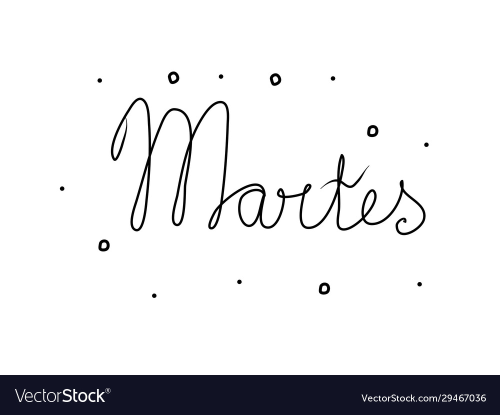 Woman Hand Writing Martes (Tuesday In Spanish) On Blank