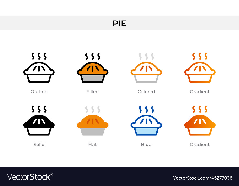 Pie icon in different style icons designed vector image Pie icon in different style icons designed