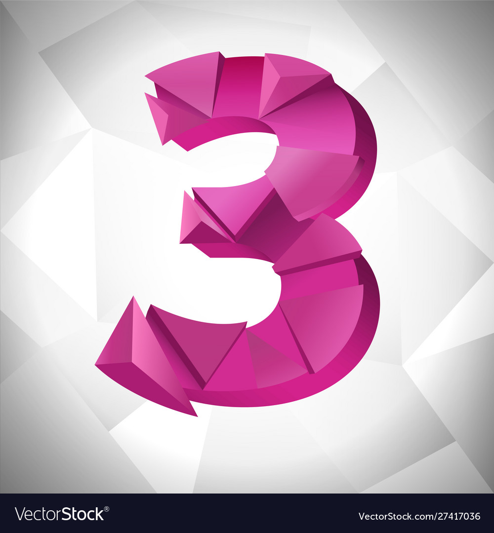 Polygon triangle number three on white vector image Polygon triangle number three on white