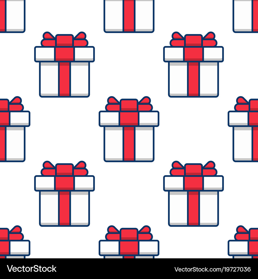 Seamless pattern gift boxes on white background Vector Image