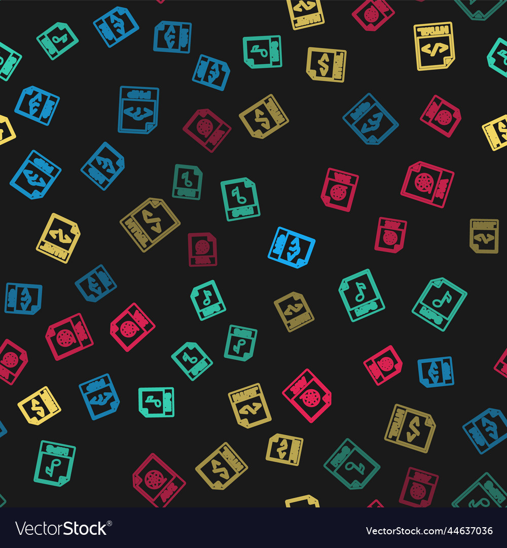Set line php file document mp3 html and avi vector image Set line php file document mp3 html and avi