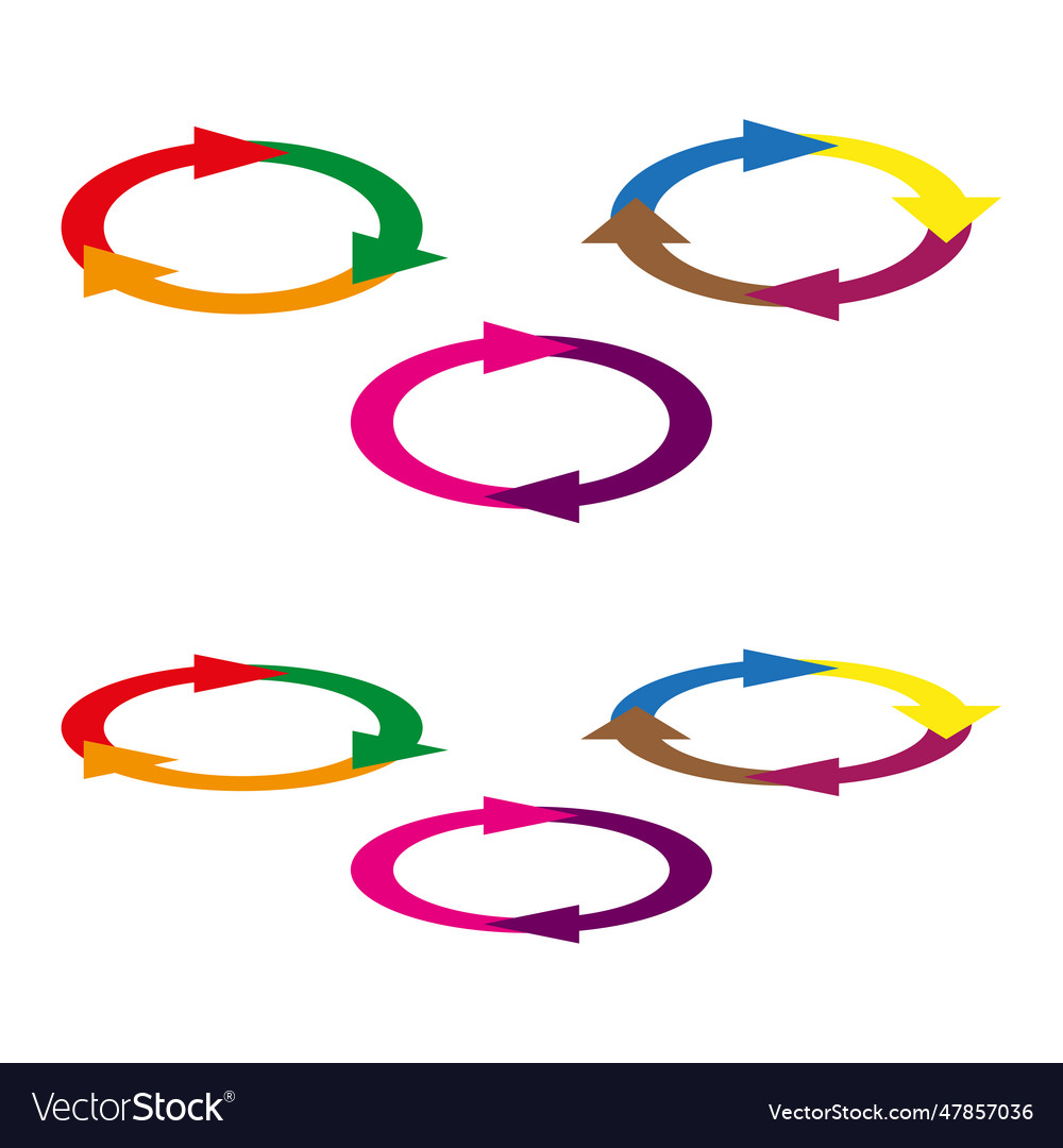 Set of multicolored circular arrow circle vector image Set of multicolored circular arrow circle
