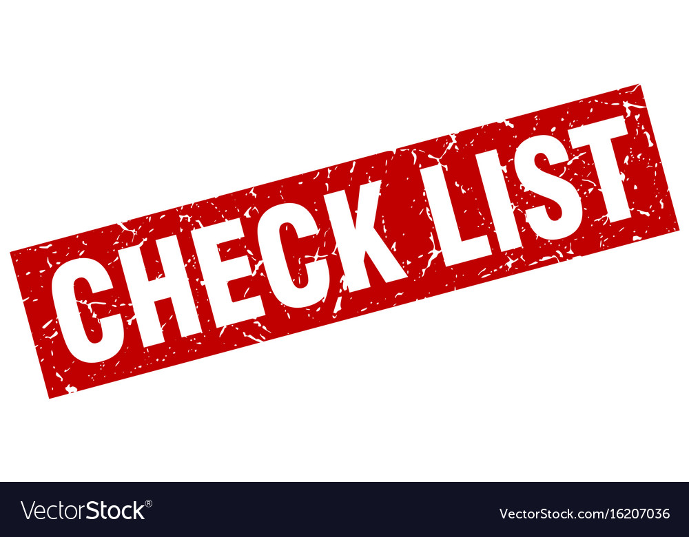 Square grunge red check list stamp