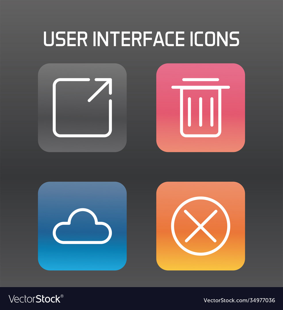 User interface set block gradient style icons