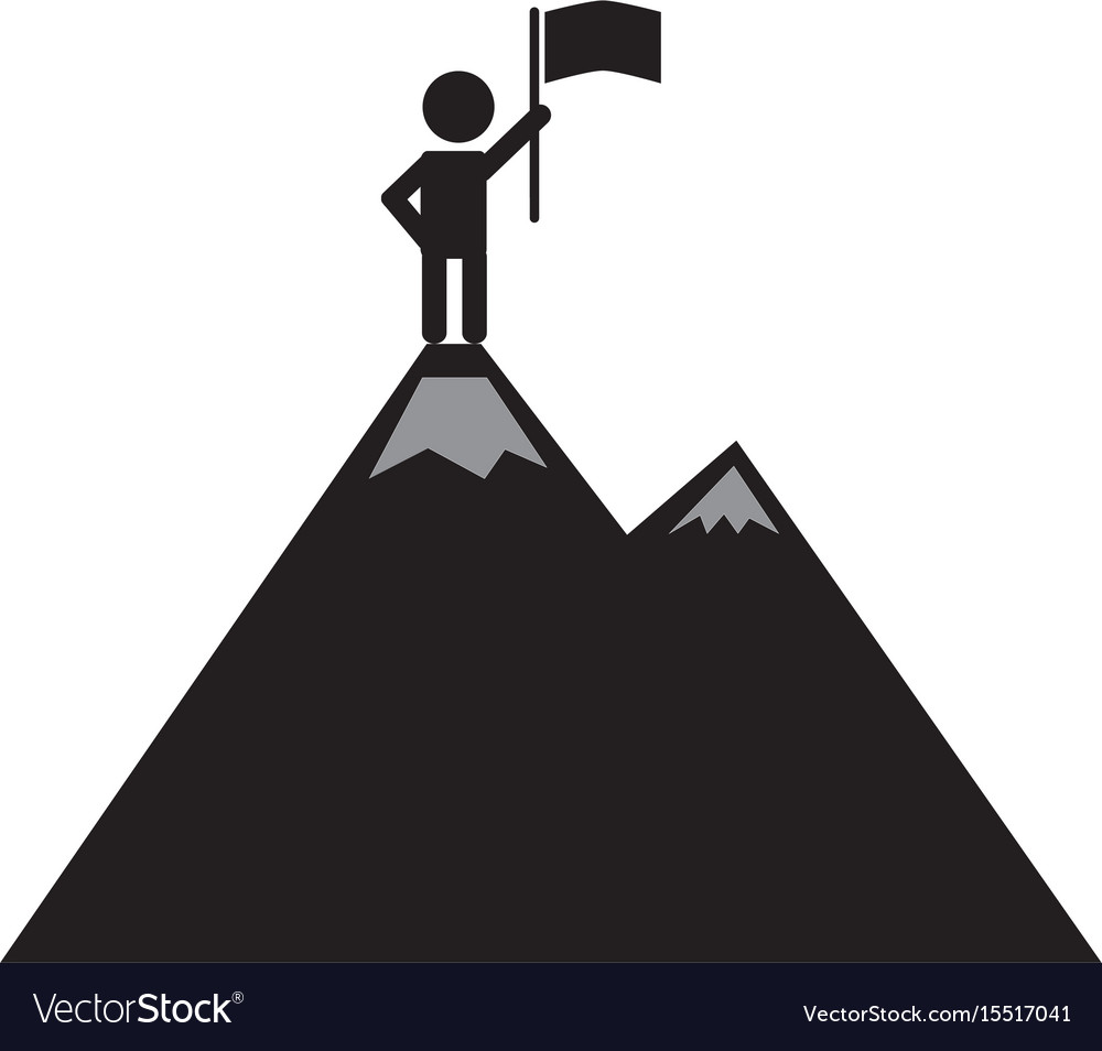 A Man On Mountain Top Icon On White Royalty Free Vector