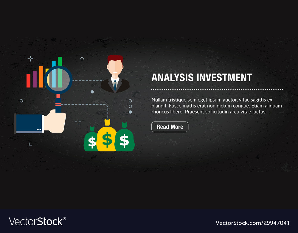 Analysis investment banner internet with icons