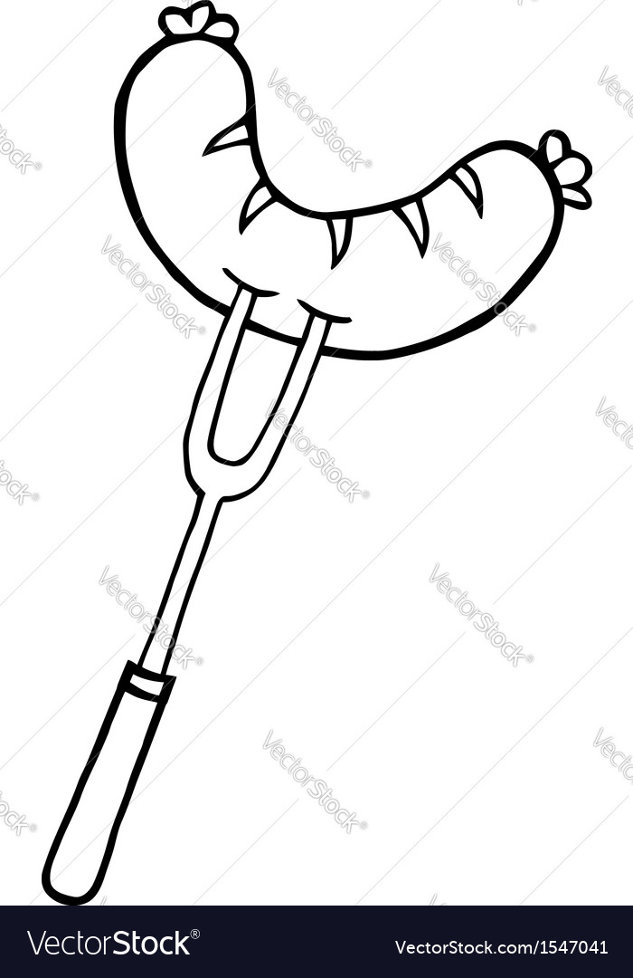 Bbq sausage on fork Royalty Free Vector Image - VectorStock