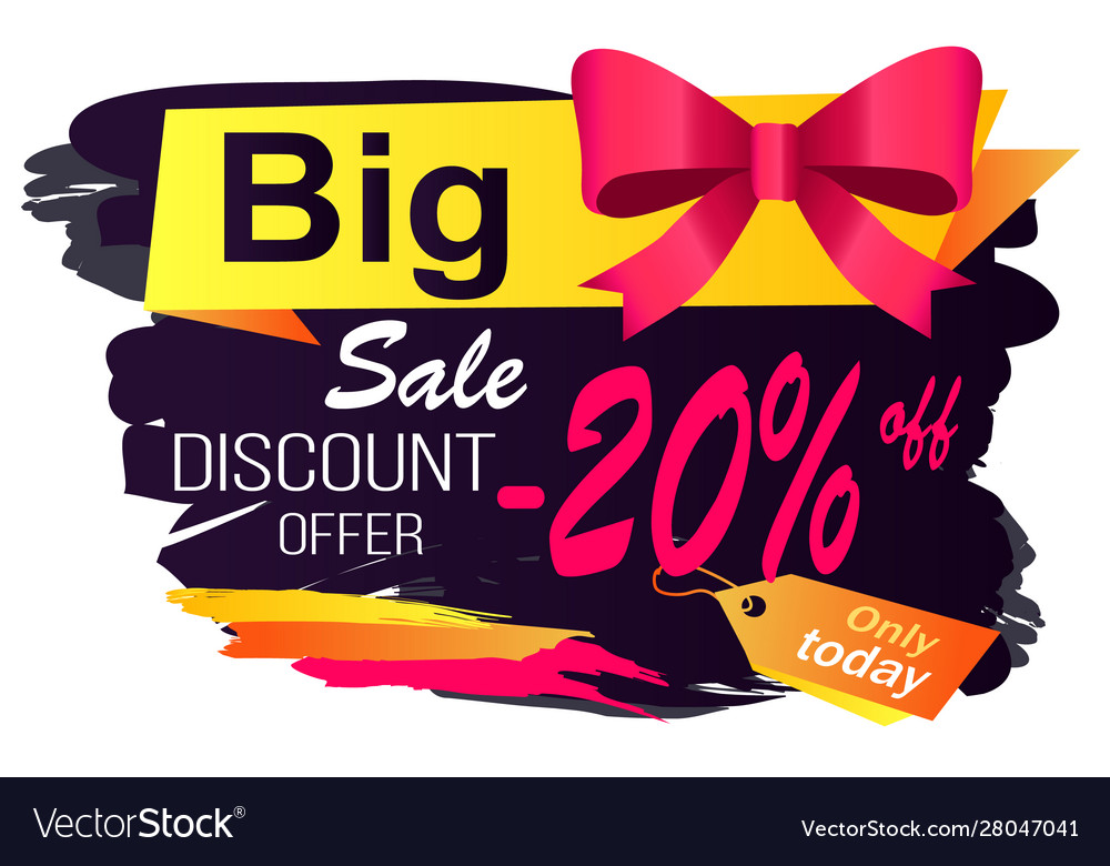 Big sale discounts and offers label with caption Vector Image