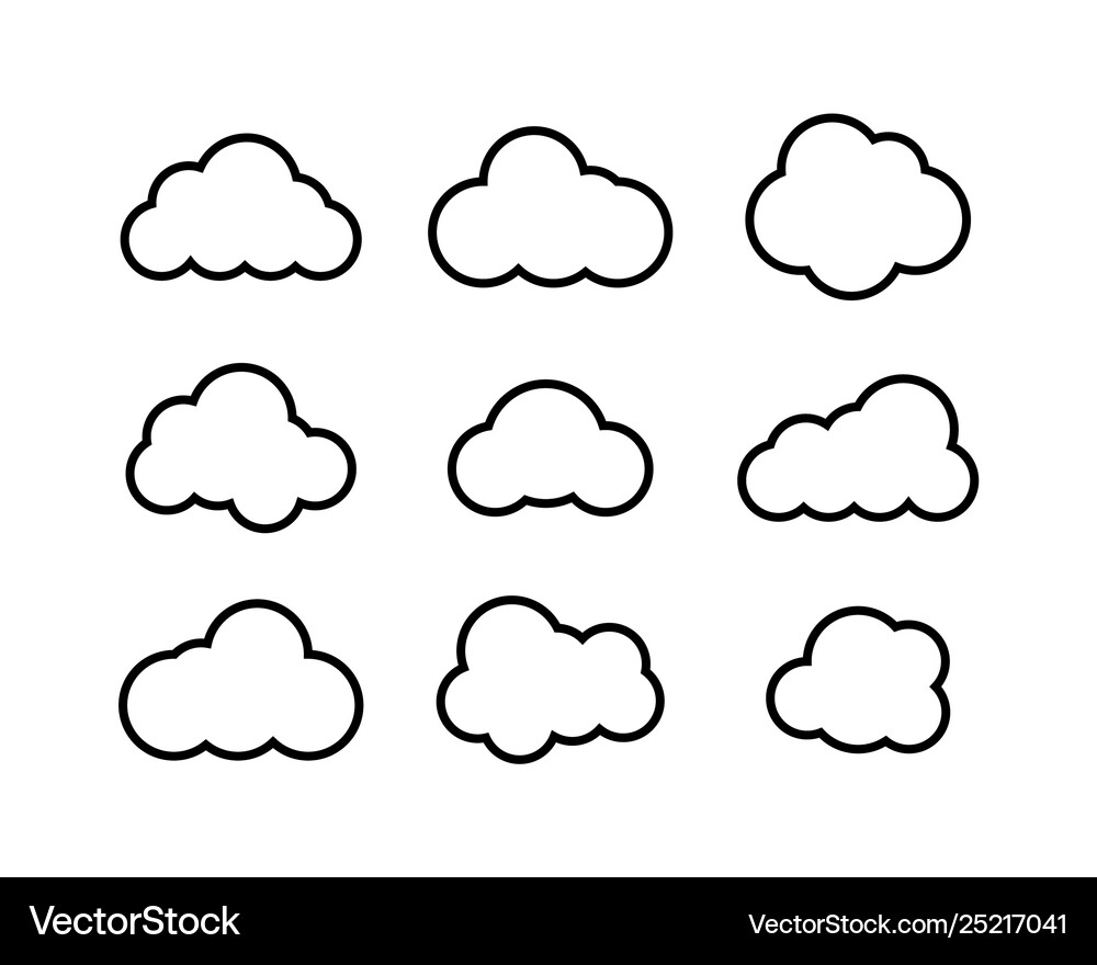 Black clouds collection in linear design Vector Image