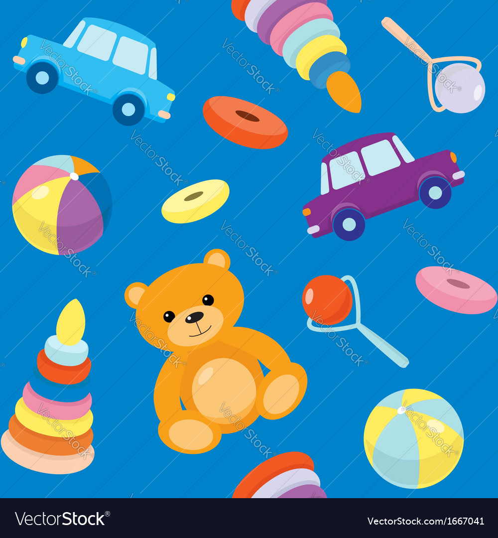 Blue seamless pattern with toys