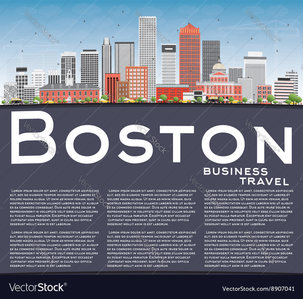 Boston Skyline With Buildings Blue Sky Royalty Free Vector
