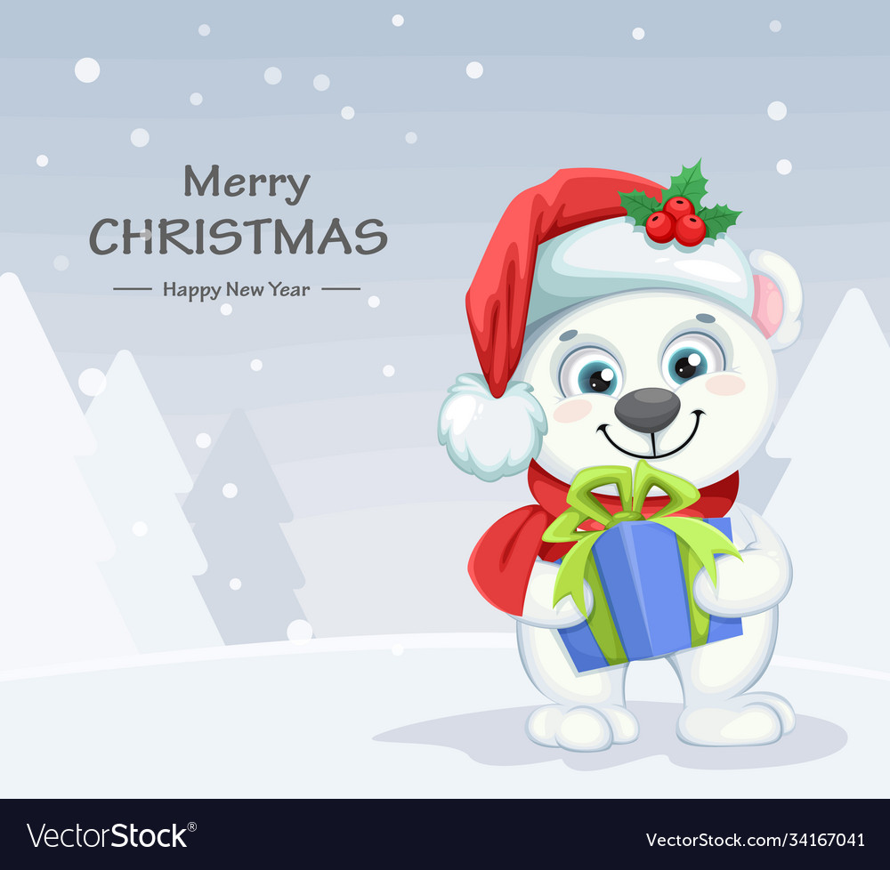 Cute polar bear cartoon character Royalty Free Vector Image