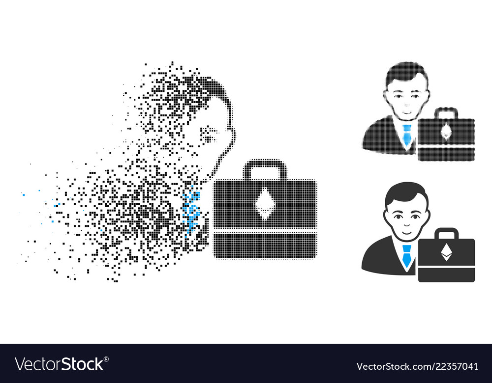 Dissolved dotted halftone ethereum accounter icon vector image Dissolved dotted halftone ethereum accounter icon