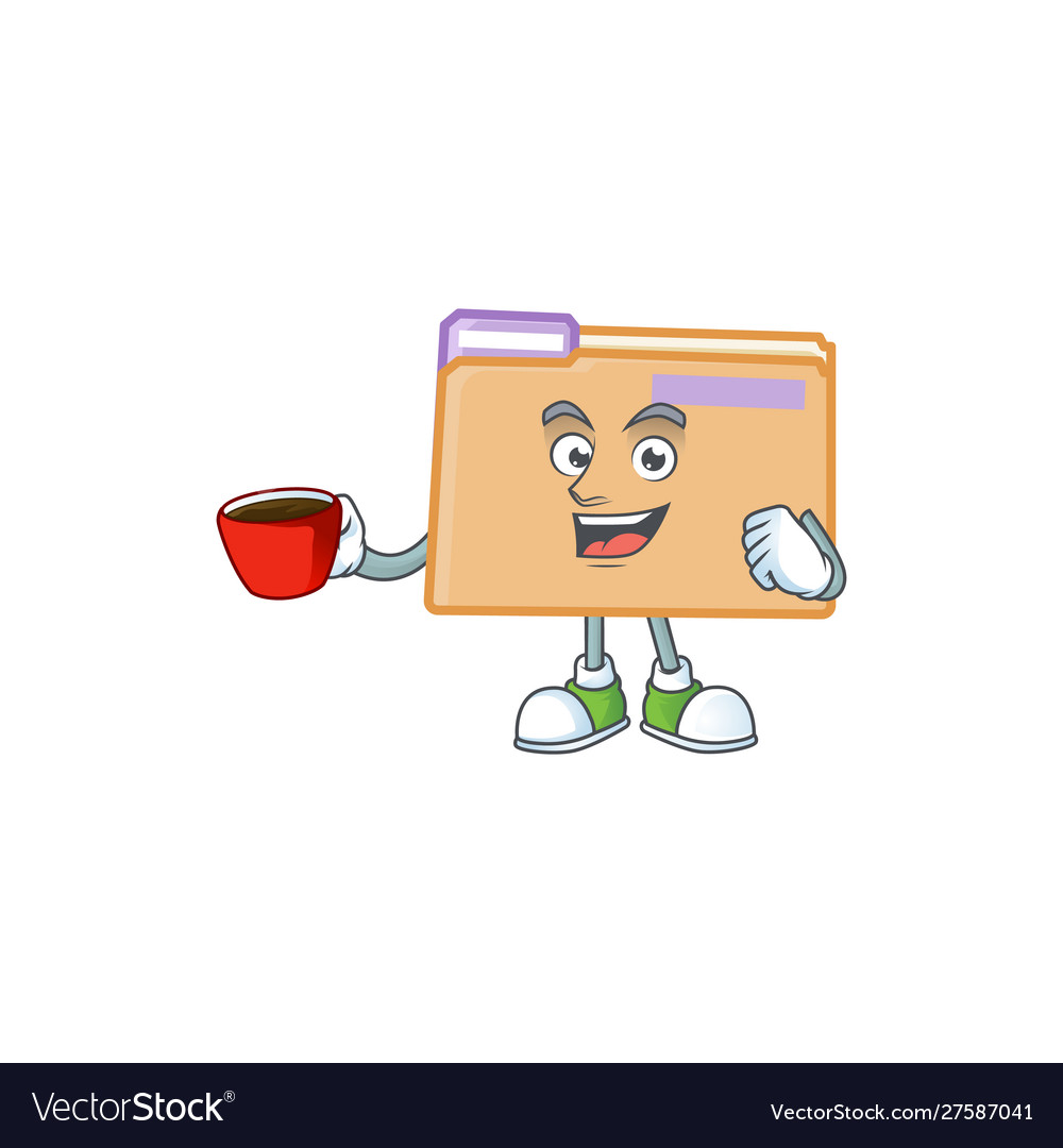 Drinking in cup folder icon with character vector image Drinking in cup folder icon with character