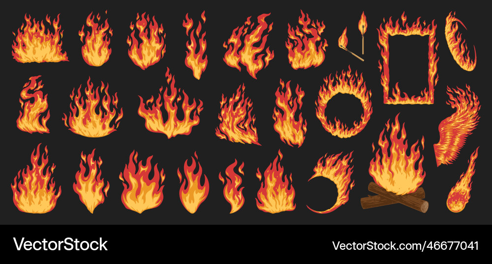Fire torch colorful set emblems Royalty Free Vector Image