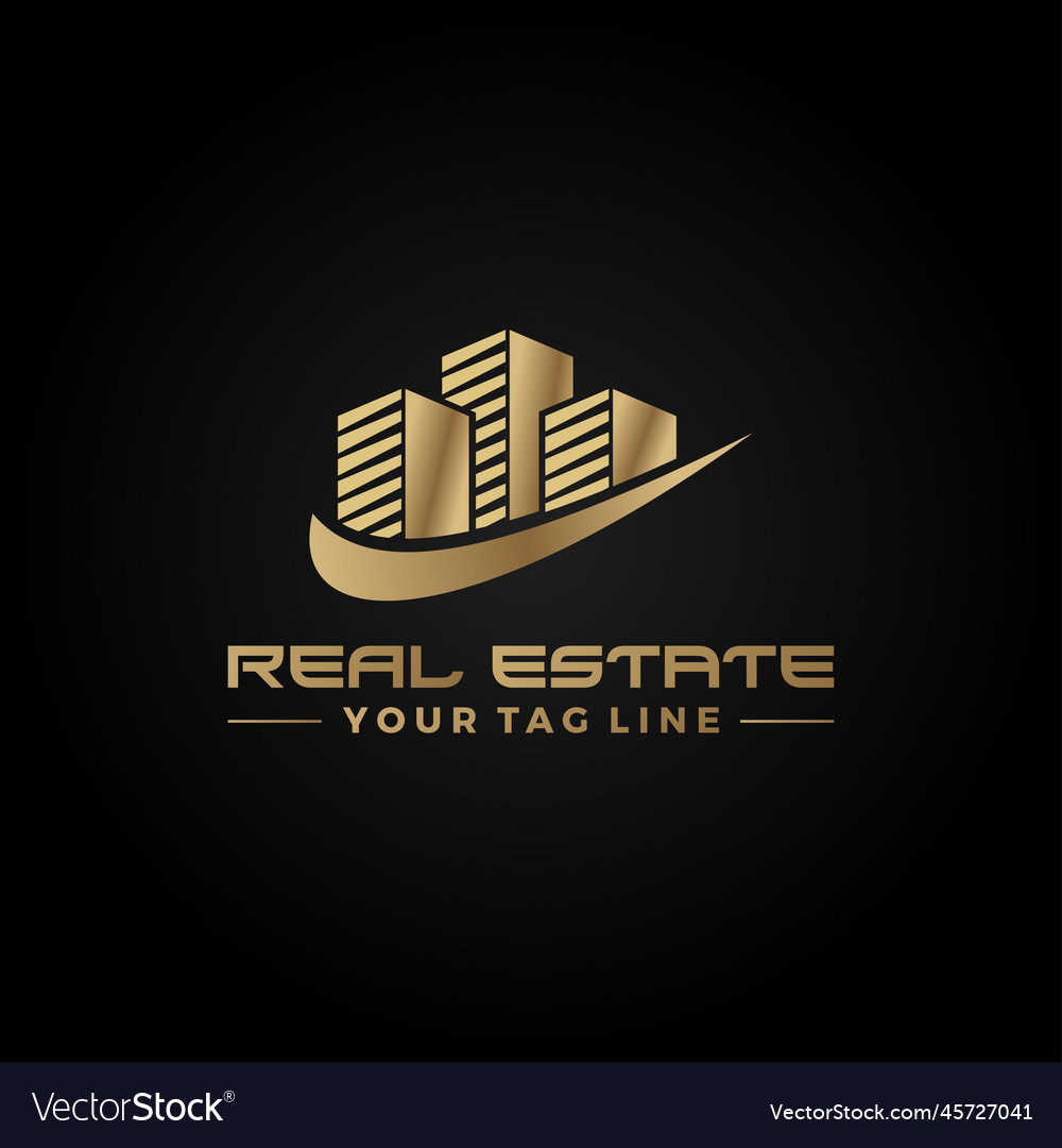 Golden building real estate logo icon concept Vector Image