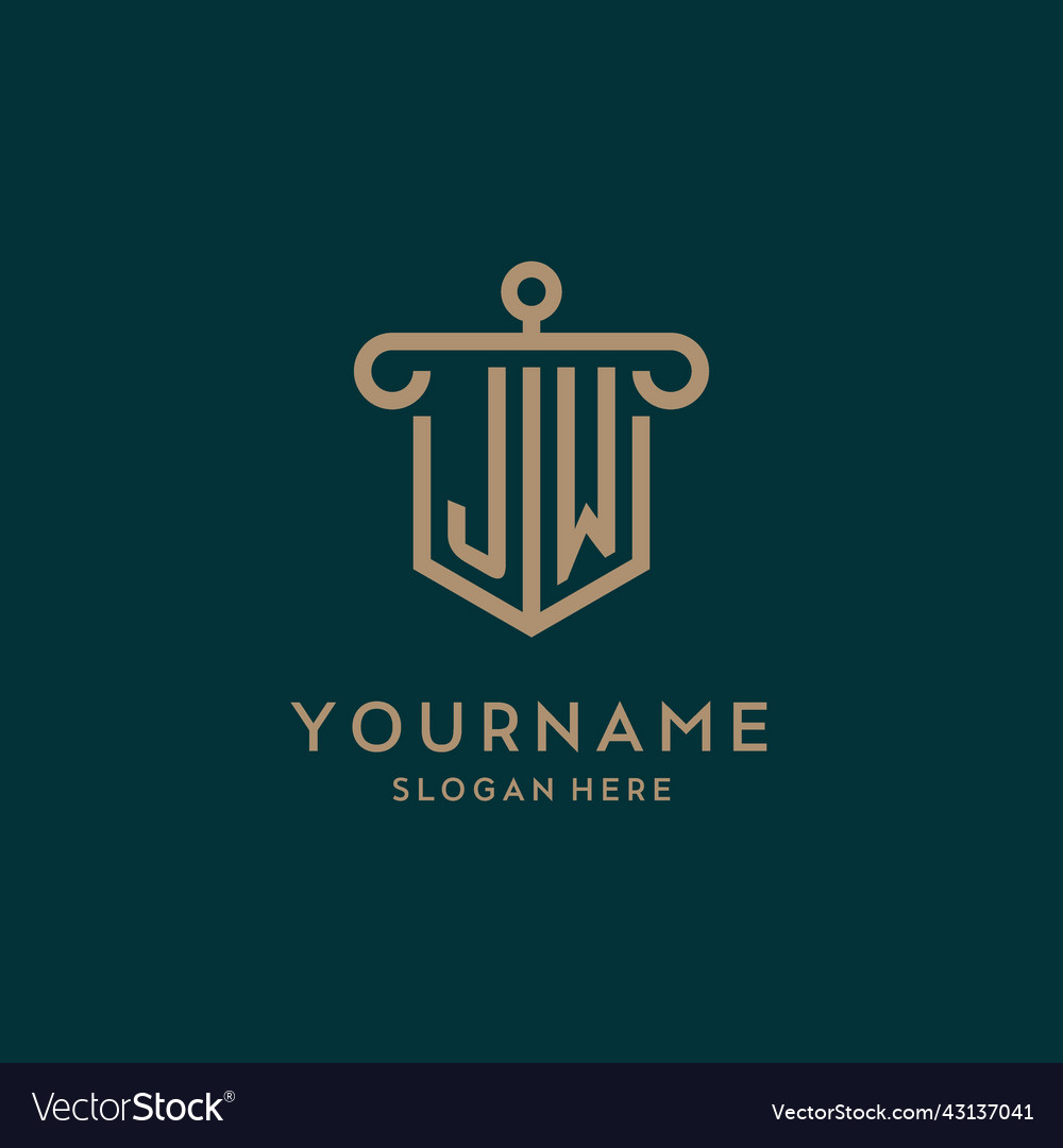 Jw monogram initial logo design with shield