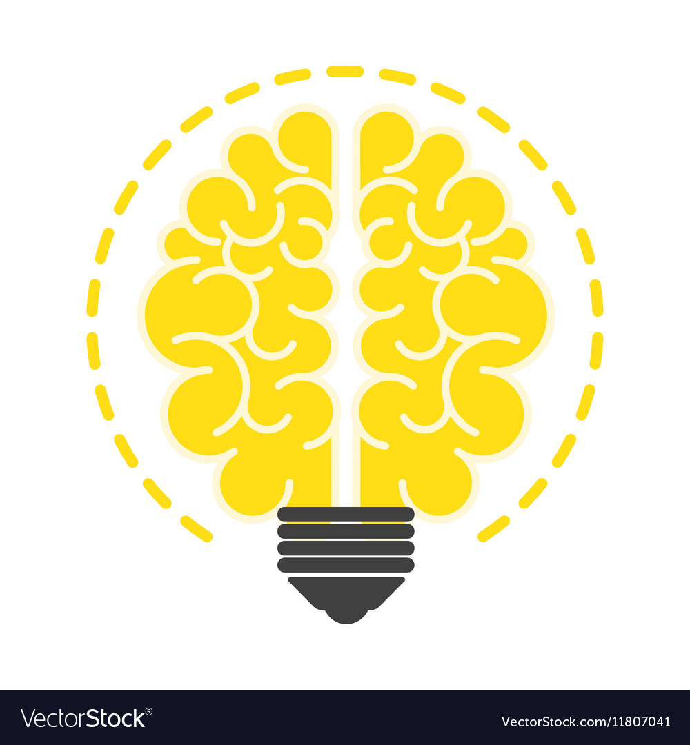 Light Bulb With Brain Flat Icon Design Royalty Free Vector