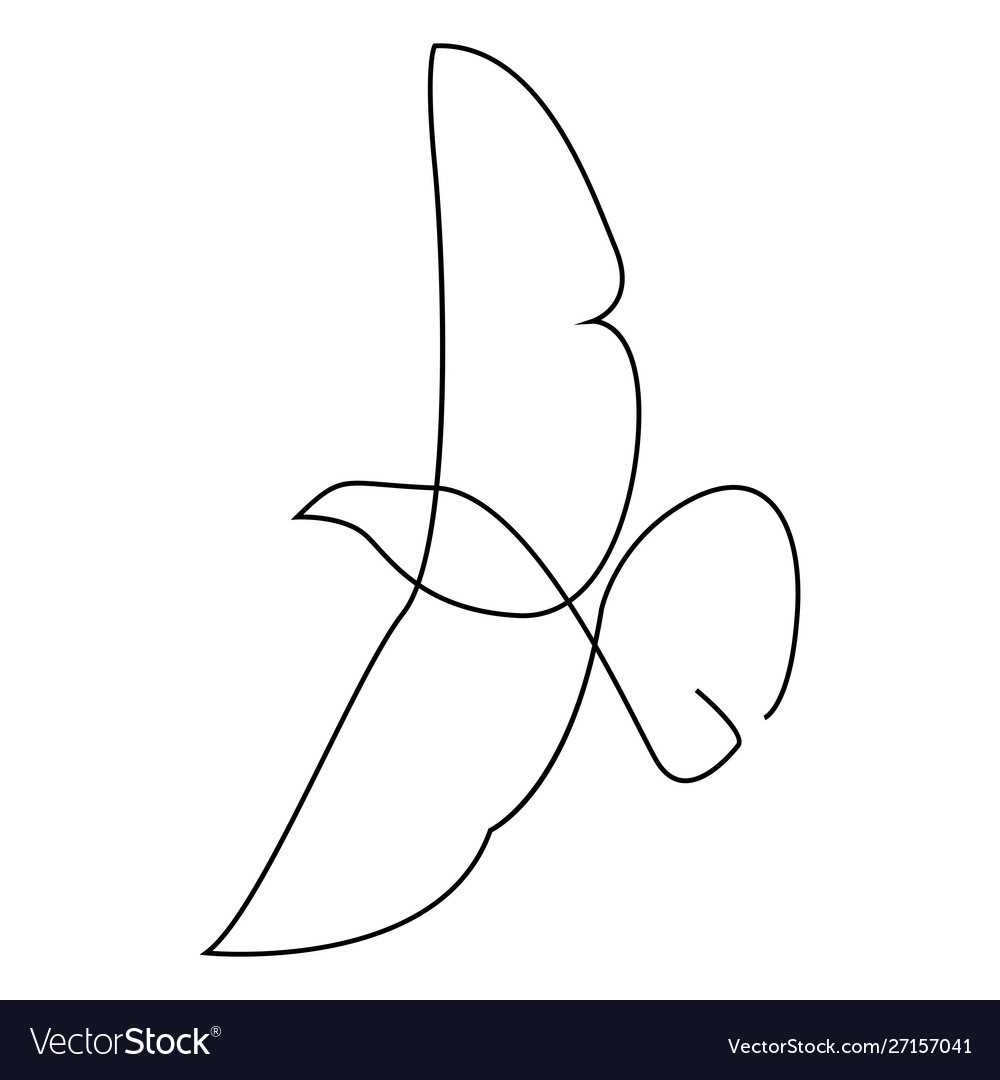 One Line Bird Design Silhouette Hand Drawn Vector Image