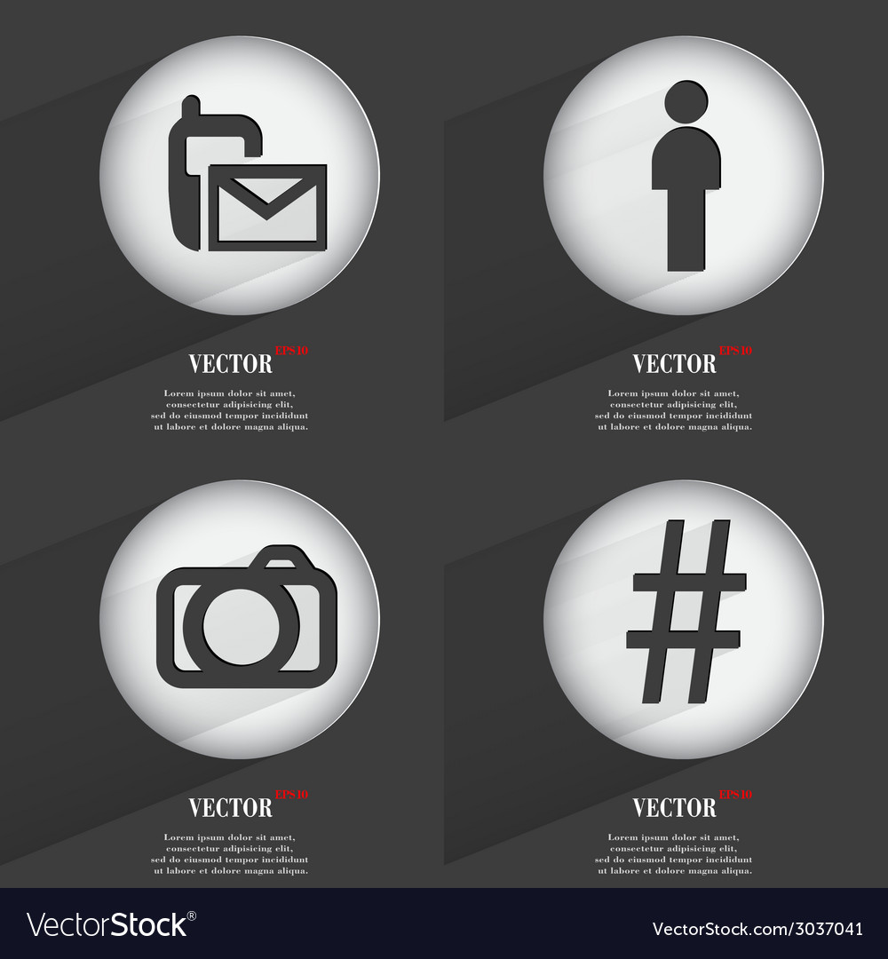Set of 4 flat buttons icons with shadows
