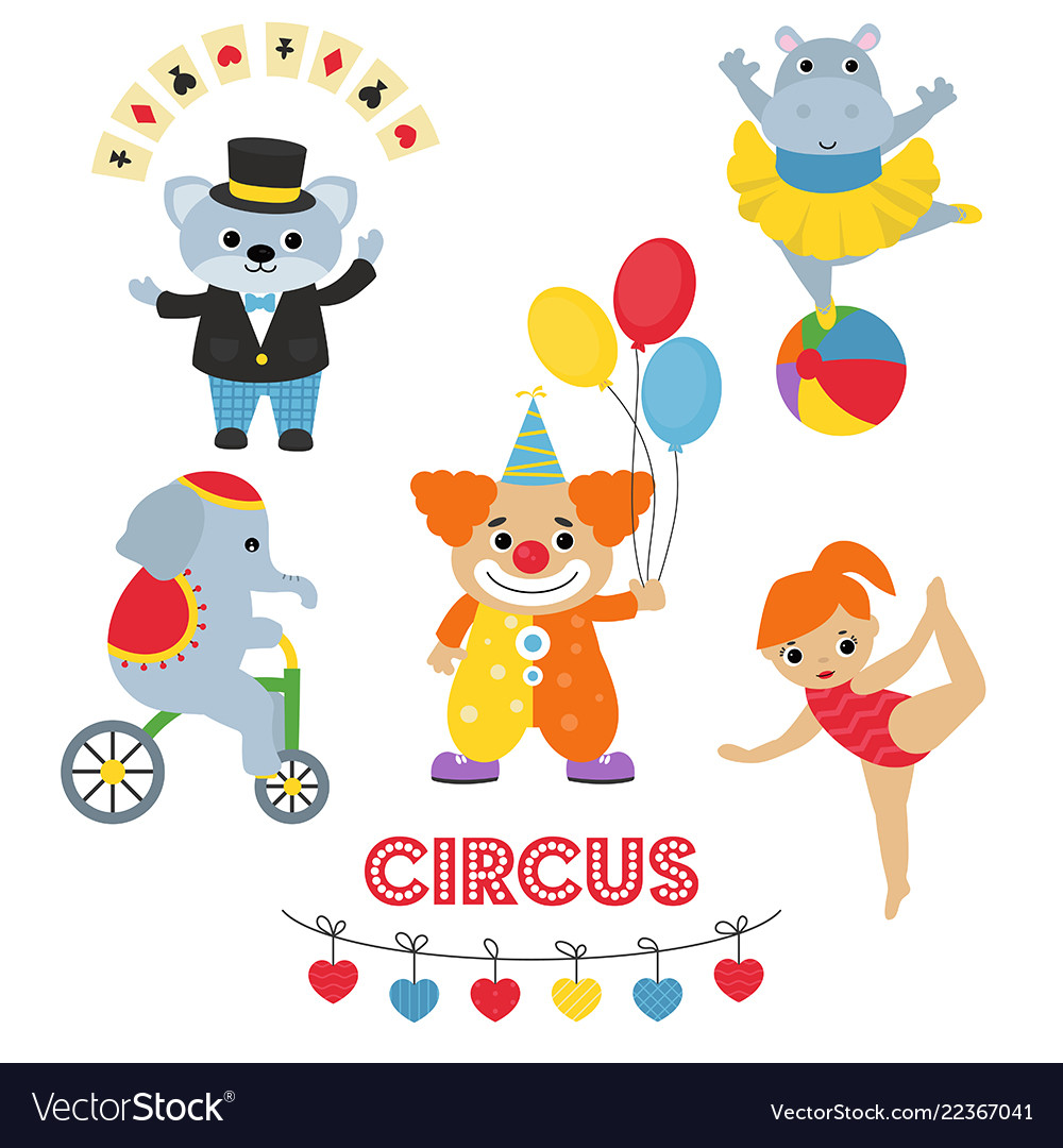 Set of circus animals