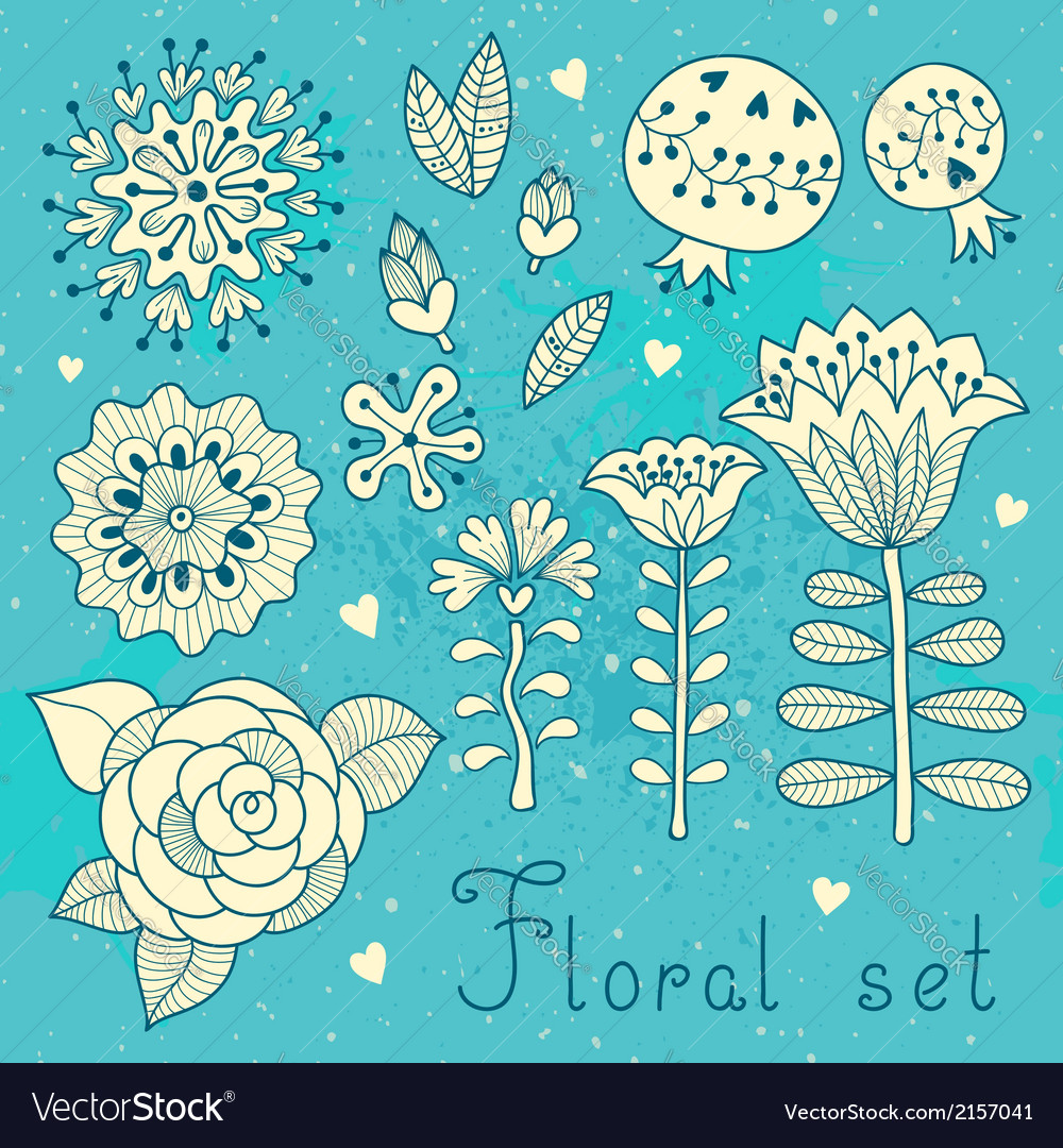 Set of floral elements isolated for your design