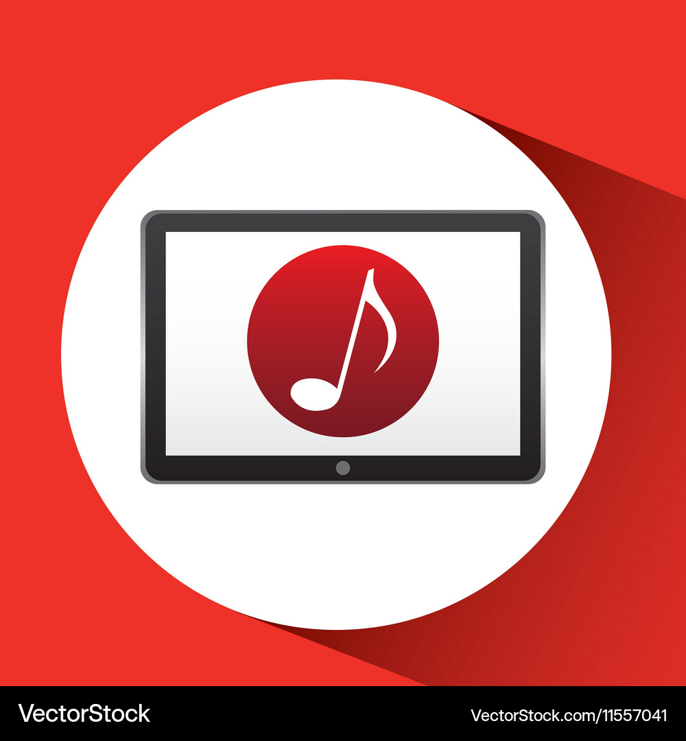 Tablet technology icon music note Royalty Free Vector Image