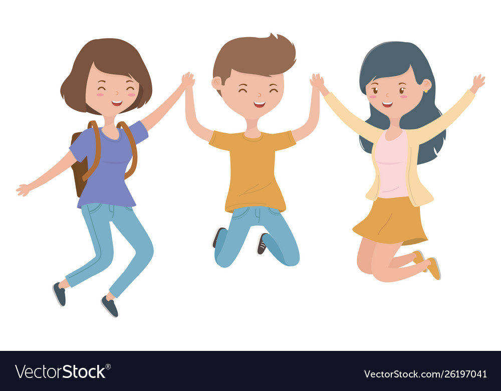 Teenager boy and girls cartoons design Royalty Free Vector